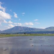 水田と阿蘇五岳の写真